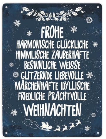 Frohe besinnliche und friedliche Weihnachten Metallschild XXL
