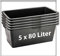 Kieskönig 5 STK. 80 Liter Mörtelkasten Pflanzwanne Tuppe Zementkübel Maurerkasten L 80 x B 48 x H 28 Schwarz