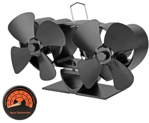 Ventilador de Estufa 8 Palas, GOHANTEE Ventiladores para Chimeneas con Termómetro, Ventilador Estufa Leña para Estufas de Pellets/Estufas de Leña/Gas, Circulación de Aire Caliente