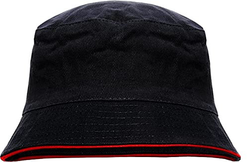 Fischerhut - Bucket Hat Bucket Hat Anglerhut Sonnenhut L/XL SchwarzRot