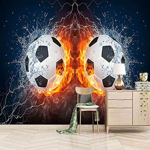 FVGKYS Wandbilder Schlafzimmer Erwachsene Kinder Tapete Plakate 3D Flame Sports Fußball Selbstklebend Wandgemälde Wandtattoo Kunst Dekoration Für Wohnzimmer Küche Wanddekoration 350x256cm