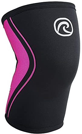 Rehband Kniebandage 3mm Neopren, leichte Kniebandage für Damen & Herren, Bandage Knie für Ausdauersport, atmungsaktive Sportbandage, Farbe:Pink, Größe:XS