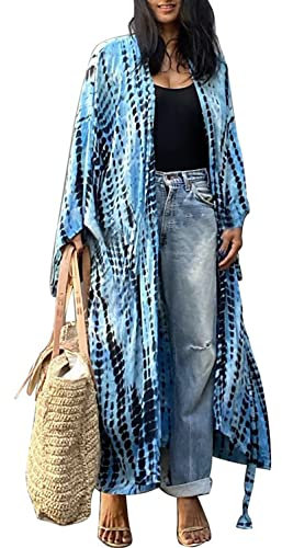 L-Peach Donna Stampato Copricostumi Parei Cardigan Bikini Cover Up Elegante Beachwear