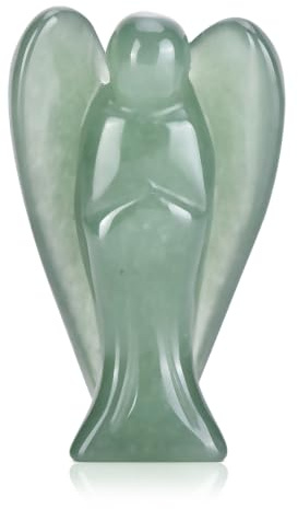 Ángel de la guarda, cristal curativo, ángel de la paz, figuras de bolsillo con cristal de cuarzo transparente, figuras de ángel de la guarda para escritorio, decoración(Cuarzo Aventurina Verde)