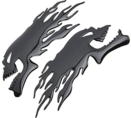 Kraftstofftank Aufkleber, 2 Stück Motorrad Kraftstofftank Aufkleber Flammenschädel Aufkleber Feuerschädel Aufkleber Personalisierte Aufkleber Motorrad Aufkleber 3d Universal(B (schwarz))