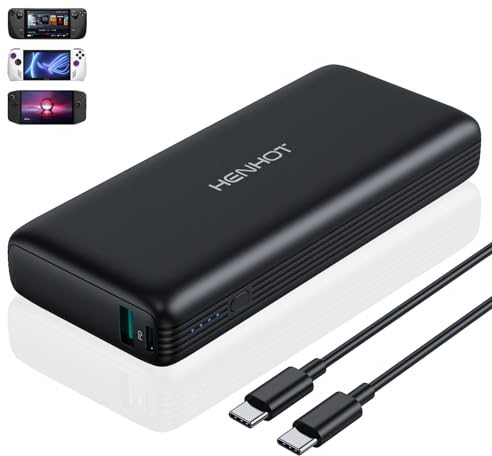 HenHot Power Bank 65W 20000mAh Portable Charger - Fast Charge External USB-C PD 3.0 Battery Compatible with MacBook, Steam Deck, iPad, iPhone 14/13/12 Pro Max, Galaxy, Google Pixel