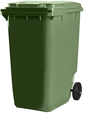 Hardwex Mülltonne mit 2 Rädern und Deckel, Müllgroßbehälter, Abfalltonne, Mülleimer, Volumen: 360 Liter, Farbe: Grün, Größe: 1 098 x 596 x 880 mm