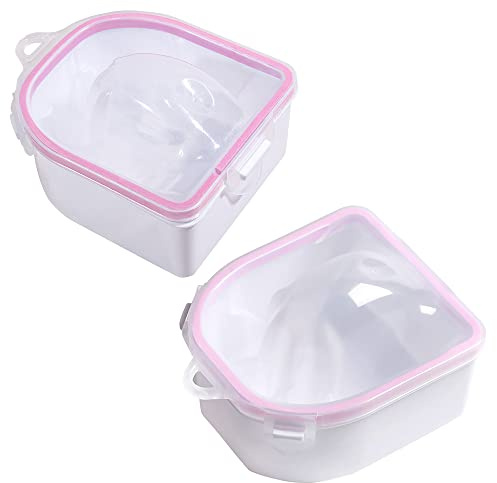 VOANZO Lot de 2 bols de trempage pour nail art, dissolvant, soaker de traitement utilisés pour manucure et spa (rose)