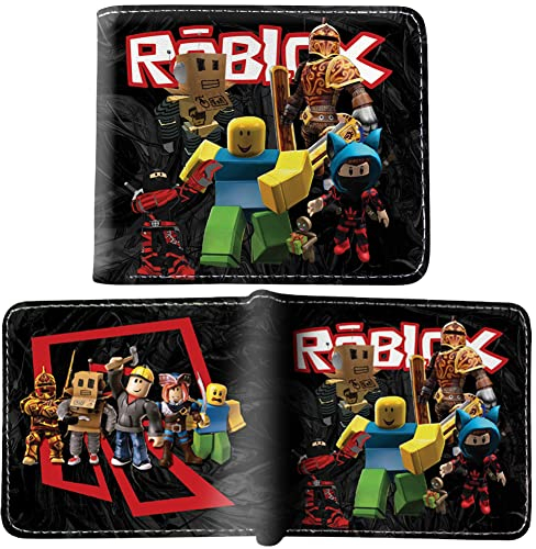IQEPXTGO Roblox Anime Cartoon Character PU Leather Wallet – Bifold Short Wallet with ID Window, Coin & Card Holder – Travel Purse for Kids & Teens, Perfect for Birthdays, Holidays, & Gamers