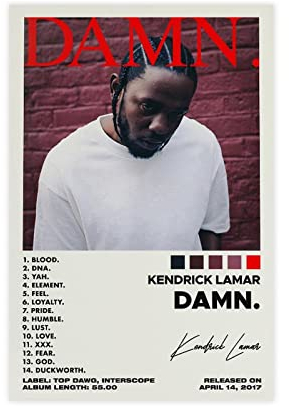 ARZARF Kendrick Lamar Poster Damn Albumcover auf Leinwand, Poster, Schlafzimmer, Wohnzimmer, Dekoration, Geschenk, ungerahmt, 30 x 45 cm