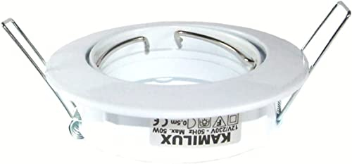 Kamilux 3er Set Einbaustrahler Herry 12Volt Farbe: Weiß (ohne Leuchtmittel) inkl. 12Volt MR16 Fassung.Spot Rund für Lochausschnitte von 68-76 mm