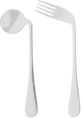 Healvian Ergonomisches Abgewinkeltes Essbesteck Für Senioren Mit Gebogenem Löffel Und Gabel Aus Edelstahl Leichtes Fütterungsutensil Für Alltagshilfe Und Selbstständigkeit