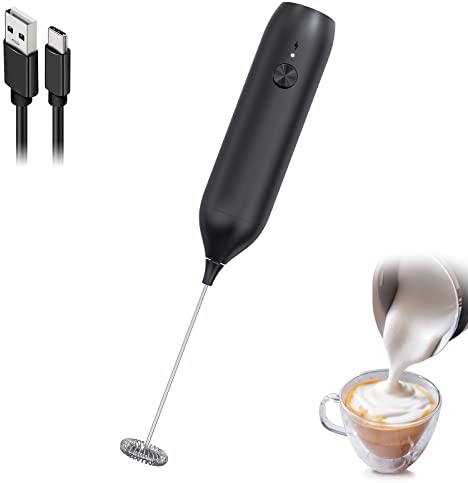 COKUNST Milk Frother Handheld, Rechargeable Drink Mixer for Matcha Coffee, Type-C Electric Portable Whisk Drink Mixer Mini Foam Maker for Hot Chocolate Frappe Latte(No Stand)
