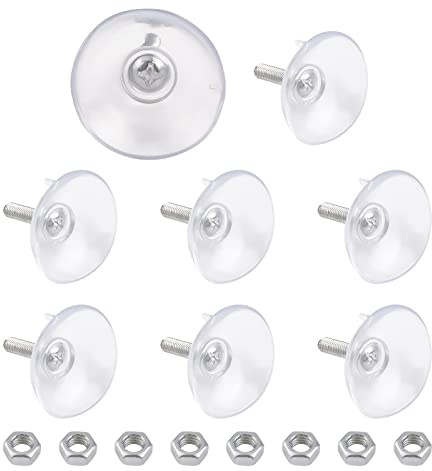 UFURMATE Ganci a ventosa, 8 ganci a ventosa in PVC trasparente con dado di bloccaggio M6, ventose in plastica trasparente, per bagno, cucina, diametro 45 mm