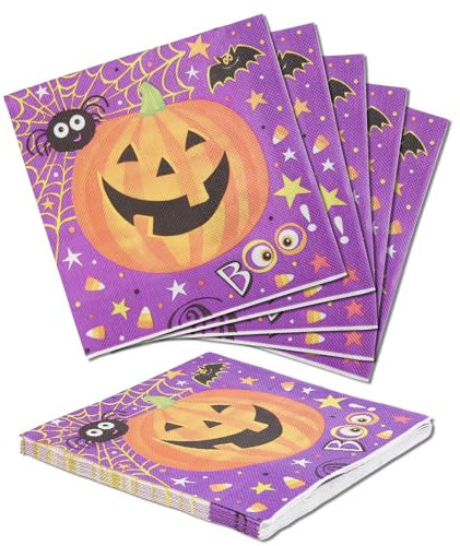 Yiran Halloween Napkins - Pack of 20 Pumpkin Pattern Party Napkins for Dinner Table Decoration