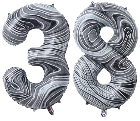 Guoguonb 40 Zoll Zahl 38. Geburtstag Deko Riesen Aufblasbar Helium Folienballon Nummer 38 Luftballons Personalisiertes Design Ballon für Gedenktag Geburtstag Dekoration (Onyx Schwarz)