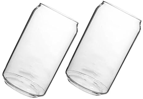BESTonZON Gläser 2 Stück Cola-Dosen-Becher Kristallgläser Doppel-Schnapsglas Klare Trinkgläser Eistee-Krug Fruchtsaft-Biergläser Transparenter Wasserbecher Transparenter Becher Kreativer
