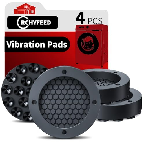 RCHYFEED Lot de 4 patins anti-vibrations pour machine à laver, cale machine à laver anti vibration, tapis anti-vibrations pour machine à laver et sèche-linge (noir)