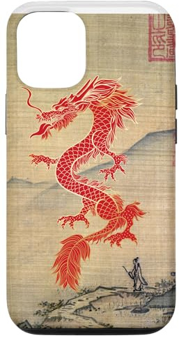 Hülle für iPhone 12/12 Pro Chinesisches Jahr des Drachen-Leinwandzeichnung