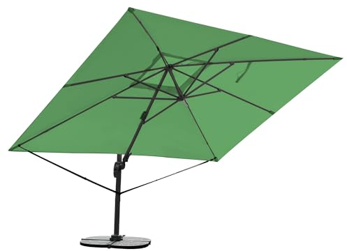 RS Trade Sonnen Ampel Garten Marktschirm 3x4m, 9-fach neig- kippbar, grün