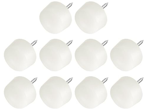 METALLIXITY Embouts de Pied de Meuble (16mm/0,63Pouces) 10 Pièces, Embouts Ronds Épais en Plastique pour Chaises - pour Protéger Les Pieds de Chaises et de Canapés, Blancs