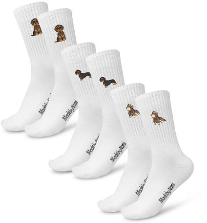 Made by Nami 3 Paar Lustige Socken Damen & Herren mit Motiv im Set Dackel Socken Festival Accessoires (35-40, Dackel)