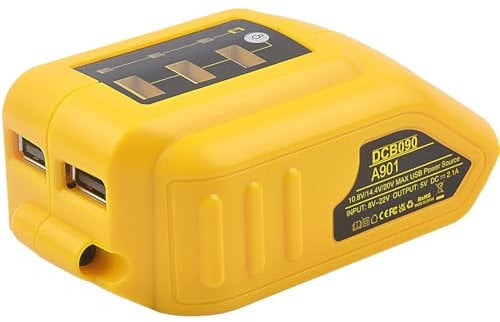 Battery Adapter for Dewalt 12V/20V MAX USB Charger with 2 Ports and State of Charge Indicator for Dewalt 14.4V 18V/20V Lithium Battery DCB127 DCB180 DCB181 DCB206 DCB606 DCB609