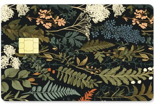 CREATCABIN Adlerfarnpflanzen-Kreditkarten-Skins,Blätter,Debitkarten-Skin-Aufkleber,Personalisieren Bankkarten,Schutzaufkleber,Wasserfest,Entfernbar,Blasenfrei,Für Transport,Schlüsselkarte,186x137mm