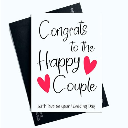 Peachy Antics Hochzeitskarten, niedliches Design, Congrats To The Happy Couple With Love On Your Wedding Day, Einfaches Design für Ihn für Sie, Hochzeitskarten für frisch Hochzeit AP162