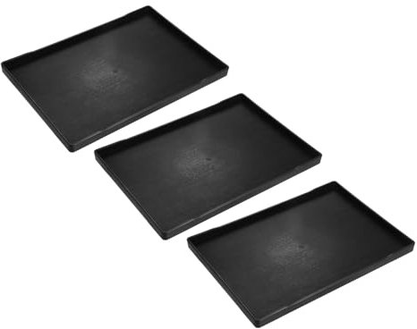 QUARKZMAN 3Pcs Plateau de Service Petit Noir Mini Plateau 9 x 13 Plateau Rectangulaire en Plastique Plateaux de Service en Bois Décoratifs Plateau Ottoman pour Cuisine Salle de Bain