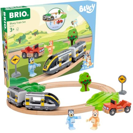 BRIO World Bluey Zugset - Spielzeug ab 3 Jahre | 15 Teile, Holzeisenbahn-Set mit Bluey und Bingo Figuren, Kleinkindspielzeug, Geschenk für Jungen und Mädchen
