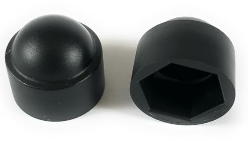 Non Standard Black Plastic Nut Cap Protection Covers (20, M10x15mm / 15mm Spanner)