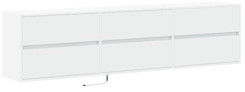 vidaXL Meuble TV Mural avec LED Blanc 180x31x45 cm, Meuble TV Flottant, Meuble multimédia Mural, unité TV Murale, Armoire TV Murale