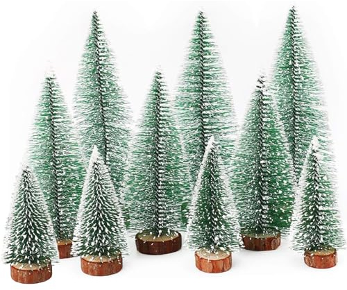 10 Stück Weihnachtsbaum Mini Künstlich, 3 Größe Miniatur Tannenbaum Klein Weihnachts Baum Mini Christbaum Tree Künstlicher Weihnachtsbaum Deko 10/15/20 cm