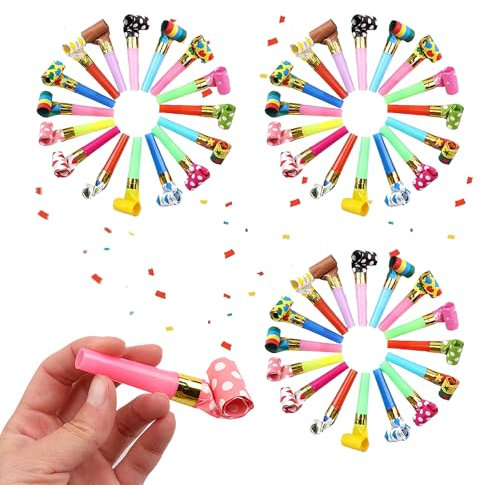 50 soffiatori per feste per bambini, generatori di rumore per feste, forniture per feste di compleanno, anniversari, lauree, matrimoni, Natale (colore casuale)