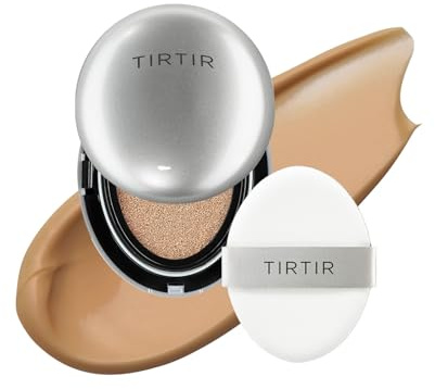 [*Mini Size*] TIRTIR Mask Fit Aura Glow Silver Cushion Foundation | Semi-glow Finish, Natural Coverage, Moisturizing, Lightweight, Korean cushion foundation (#35N Walnut, Mini Size, 0.15 Fl Oz)