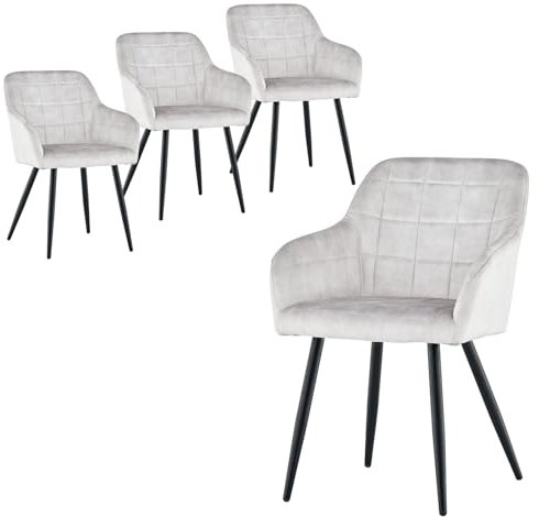 CLIPOP Esszimmerstühle 4er Set Stühle mit Armlehne, Samt Bezug, Esszimmerstuhl Küchenstuhl Polsterstuhl, Stühle für Esszimmer (4, Samt Cream)