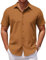COOFANDY Short Sleeve Lightweight Summer Dress Business Casual Shirts for Men Adult Easy-Iron Office Formal Basic Classic Top Light Brown L