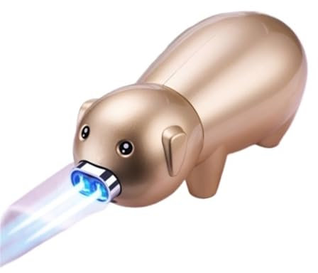 IHGVVING Briquet Coupe-Vent à Double Flamme Cochon Rose, Briquet à Double Flamme, Torche à Jet, Briquet Coupe-Vent, Briquet à Double Flamme, Briquet Rechargeable Gonflable au Butane,(Metallic)