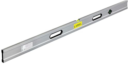 LAMEL Niveau règle 150 cm avec bulles et 2 poignées en aluminium anodizé, profil renforcé.