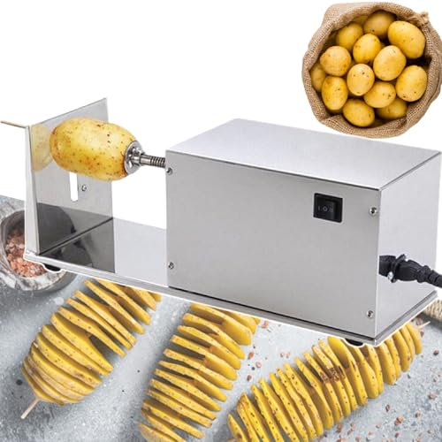 Kartoffelschneider Elektrischer Tornado Kartoffel, Automatische Schneidemaschine, Spiral Kartoffelschneider Twister Spirale, Edelstahl Kartoffel Spiralschneider,220V