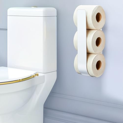 Portarotoli Carta Igienica Scorta per 3 Rotoli, Porta Rotolo Carta Igienica Bianca, Portarotolo Carta Igienica da Parete Adesivo, Porta Rotoli Carta Igienica Metallo