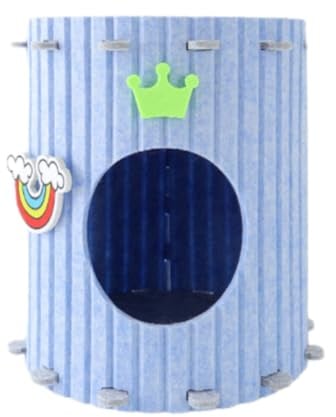 SSDHUA Wine Barrel Shaped Felt Cat Bed Foldable Pet Hole Hiding Bed Wear-Resistant and Scratch-Resistant Pet Bed Indoor Cat Bed for All Seasons (Blue, L)