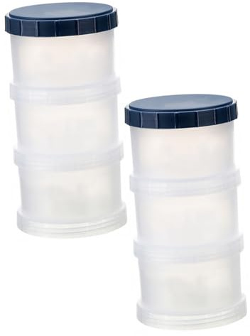 Tragbare Milchpulverbox 3-lagig für Babybrei, Weiß, Einschulung Feier | PP und Silikon, Luftdichter Deckel mit Lanyard, 2 Satz, für Zuhause, Reisen, Wickeltasche, Eltern