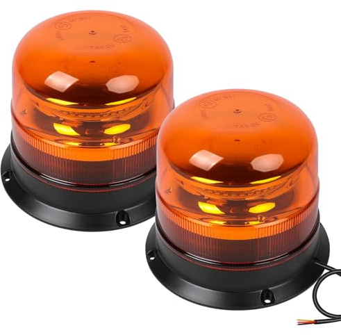 Yuanjoy 2 Luces de Luz Rotativa LED, Luz de Advertencia para Auto de 10V-30V, Luz Rotativa Naranja, Luz de Advertencia Impermeable IP67, Mejore su Luz de Seguridad de Advertencia