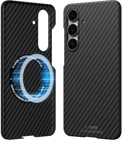 X-level für Samsung S25 Hülle Magnetische Carbon Textur, Schwarz | Handyhülle für MagSafe Aramidfaser Muster Kratzfeste Schutzhülle Hard Case, Dünnes Leichtdesign für Samsung Galaxy S25