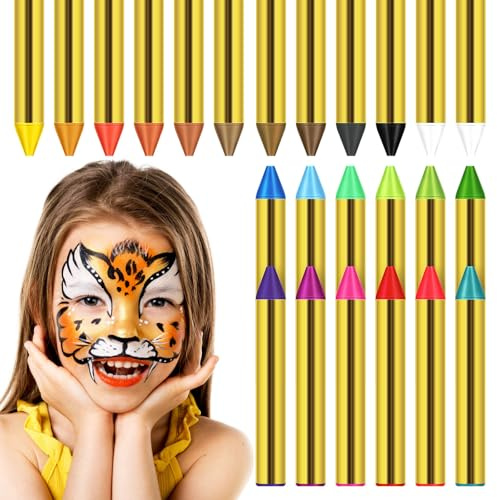 BELLIFFY 1 Schachtel Umweltfreundliche Ölkreide Farben Gesichtsbemalung Wachsmalstifte Hautfreundliche Face Paint Sticks Leicht Aufzutragen Langanhaltend für Cosplay Karneval