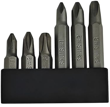 6Pcs JIS Screwdriver Bit Set – 35mm&50mm-with Magnetic Tip, 1/4 Hex Shank, S2 Alloy Steel-Solve Maintenance for Japanese Cars, Pickups, Motorcycles, Bicycles&Other Equipment