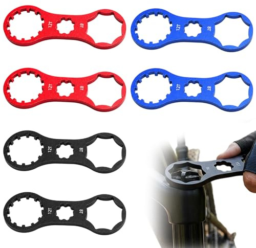 BrKern 6-Teiliges Werkzeug Set für RockShox Federgabel Gabelkappen | Fahrradschlüssel zur Demontage und Montage, 3 Farben (Schwarz, Blau, Rot) für MTB Wartung