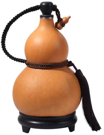 Bottiglia in zucca, bottiglia d'acqua in zucca naturale realizzata a mano, a tenuta stagna, con cera d'api commestibile; oggetto decorativo per la casa e contenitore per bevande multiuso; L: 20-25 cm